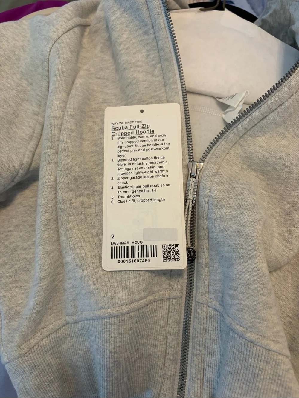 lululemon athletica Light Gray Cropped Hoodie Jacket